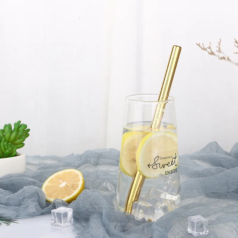 304 Stainless Steel Straws Reusable Metal Straw Drinking Tubes 215mm 12mm Straight Bent Sharp Boba Straws Drinkware309l