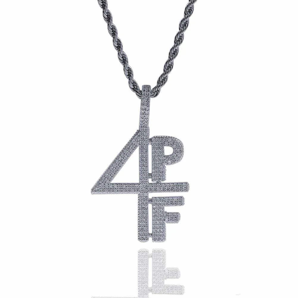 4PF Pendant Cubic Zirconia Micro Paled Four Pockets Full Lilbaby CZ Bling Iced Out Necklace For Men smycken220u