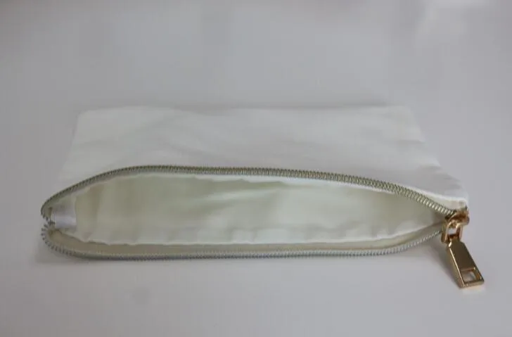 100 peças bolsa de cosméticos de lona de algodão 16oz com zíper de metal dourado em branco bolsa de maquiagem de lona de algodão tamanho = 22x15cm