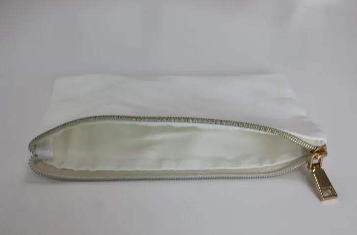 10st 16oz bomullsduk kosmetisk väska med guldmetall zip tom bomullsduk sminkväska storlek = 22*15 cm