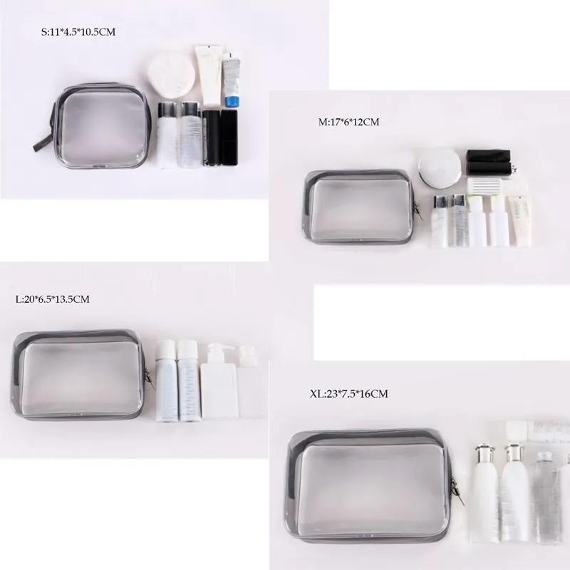 ETya Transparent Sac Cosmétique Clair Fermeture Éclair Voyage Trousse À Maquillage Femmes Maquillage Beauté Organisateur Toilette Lavage Bain Pochette De Rangement256v