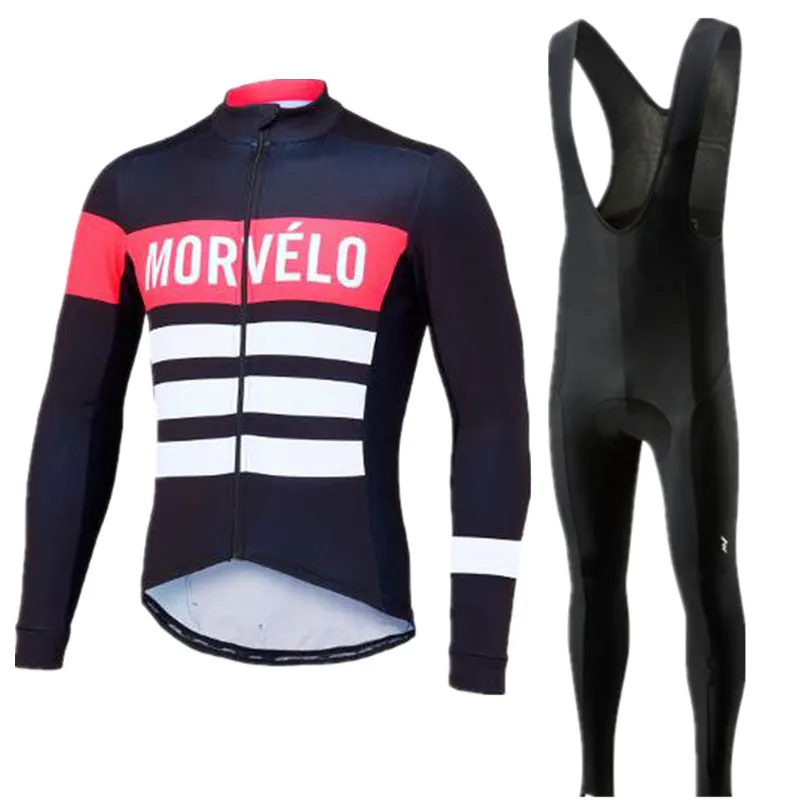 Morvelo Langarm Männer 2018 Pro Team Radfahren Jersey Hosen Set Radfahren Kleidung Rennrad Jersey Fahrrad Kleidung Trägerhose Suits201D