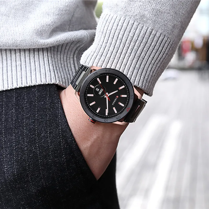 CURREN Relógio Masculino Clássico Relógios de Prata para Homens Militar Quartz Relógio de Pulso de Aço Inoxidável com Calendário Moda Negócios Style2517