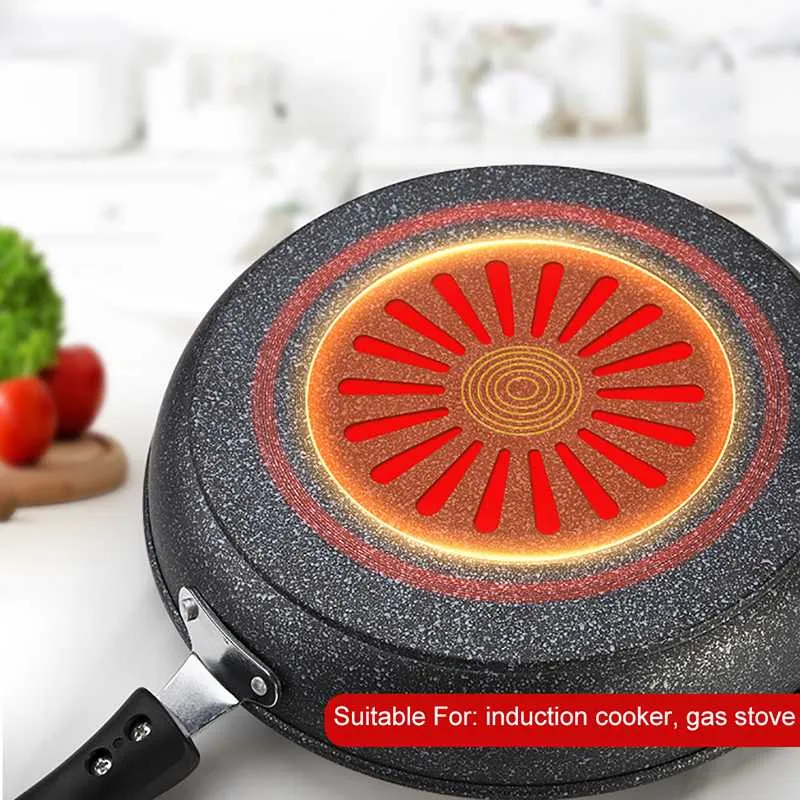 28 30cm Frying Pan Use for Gas & Induction Nonstick Coating 6 Layers Bottom No Oil-smoke Breakfast Grill Pan Cooking Pot1252p