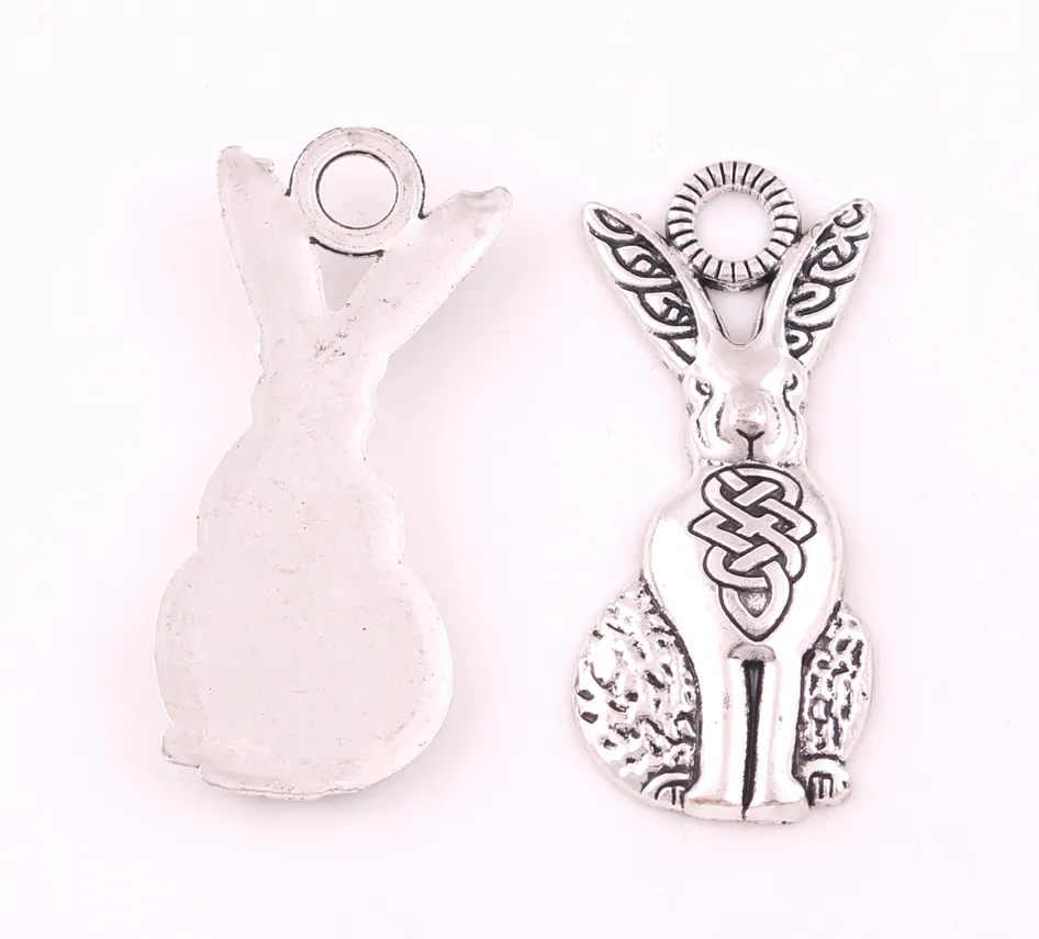 Antika gümüş tavşan ile nordic düğüm kolye viking totem tavşan hayvan tılsımı dini muska mücevher aksesuarları1756