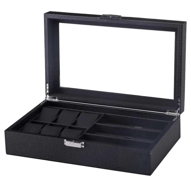 Luxury 6 3 Slots Handmade Carbon Fiber Watch Box Watch Case Clock Box Time for Organizer215L