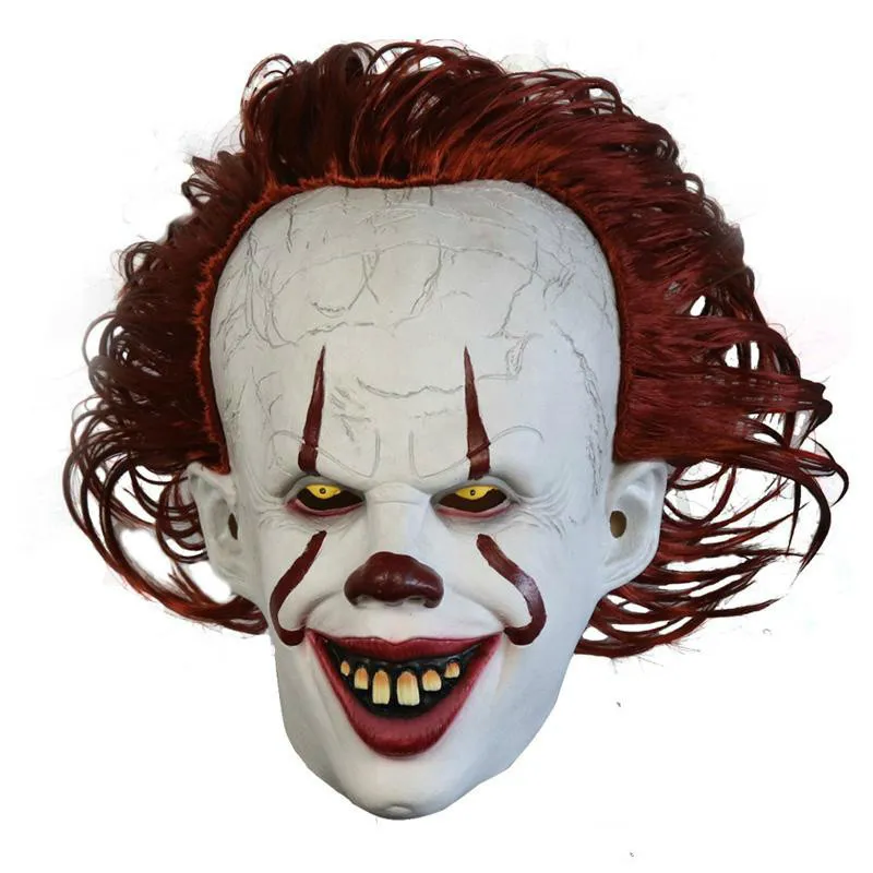 Movie s It 2 Cosplay Pennywise Clown Joker Mask Tim Curry Mask Cosplay Halloween Party Props LED Mask masquerade masks whole f222D