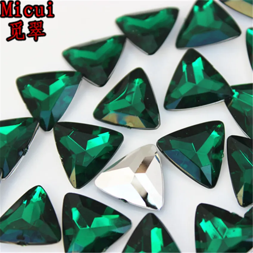 Micui 100 stcs 15 mm mix kleur driehoek kristallen steentjes pointeback fancy stenen acryl rhinestones strass crystal stenen applique271o