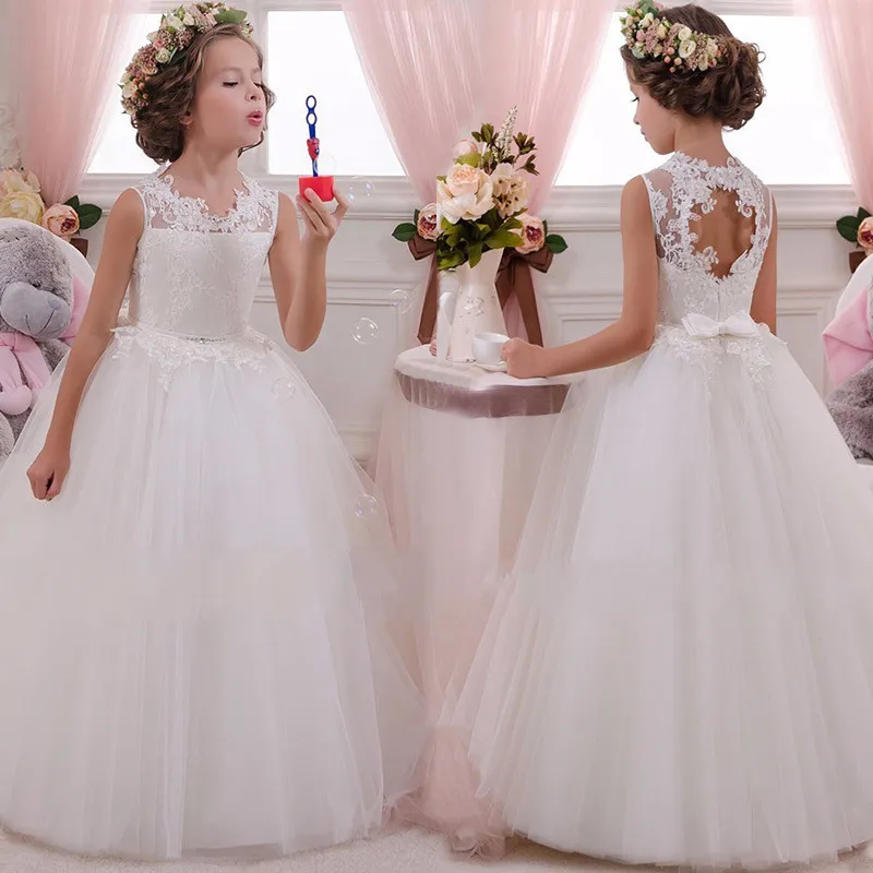 Girl Party Dress Elegant White Bridesmaid Princess Dress Kids Dresses For Girls Clothes Children Wedding Dress 10 12 Years 2208033224276