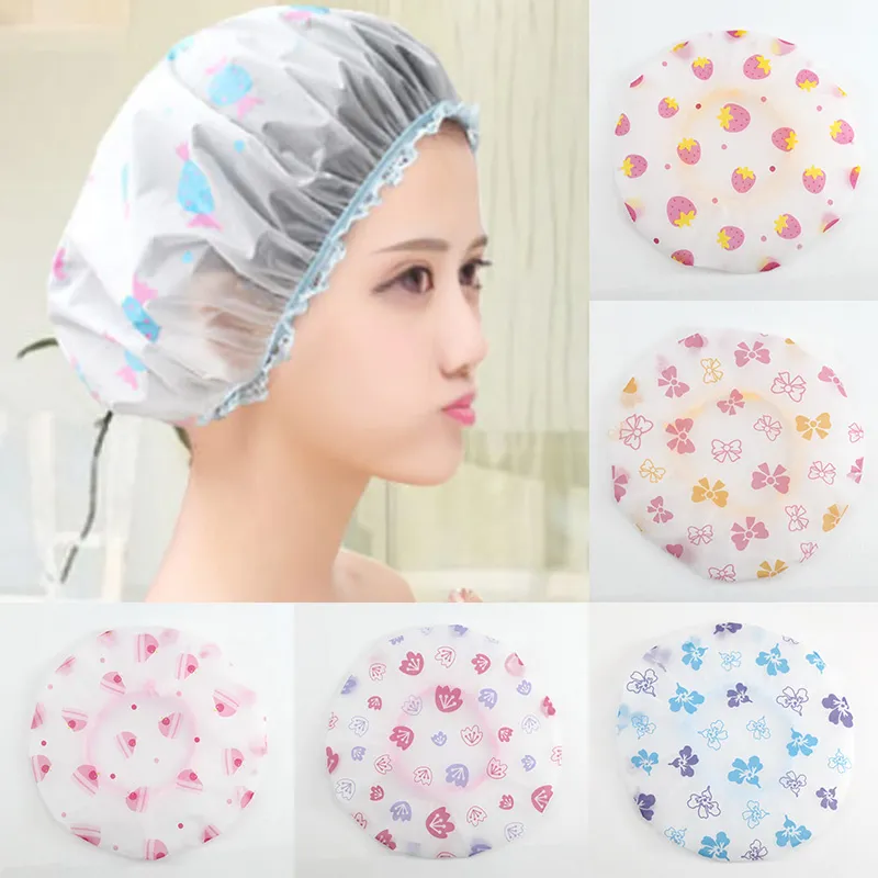 Bath Hat Waterproof Shower Hair Cover Thick Shower Caps Double Layer Bathroom Women Supplies elastic band cap2708386