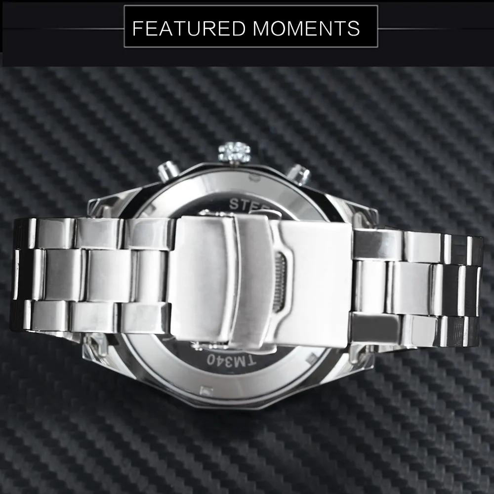 ساعة فاخرة أعلى العلامة التجارية السيارات الميكانيكية ساعة المعصم الهيكل العظمي الجمجمة الذهبية مشاهدة الرجال من الفولاذ المقاوم للصدأ مصمم أزياء Watch252x