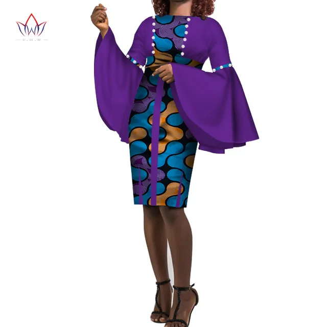2020 Plus Size Dames Katoenen Jurk 6XL Afrika Ankara Jurken voor Dames Dashiki Traditionele Print Riche Afrika Kleding WY3322