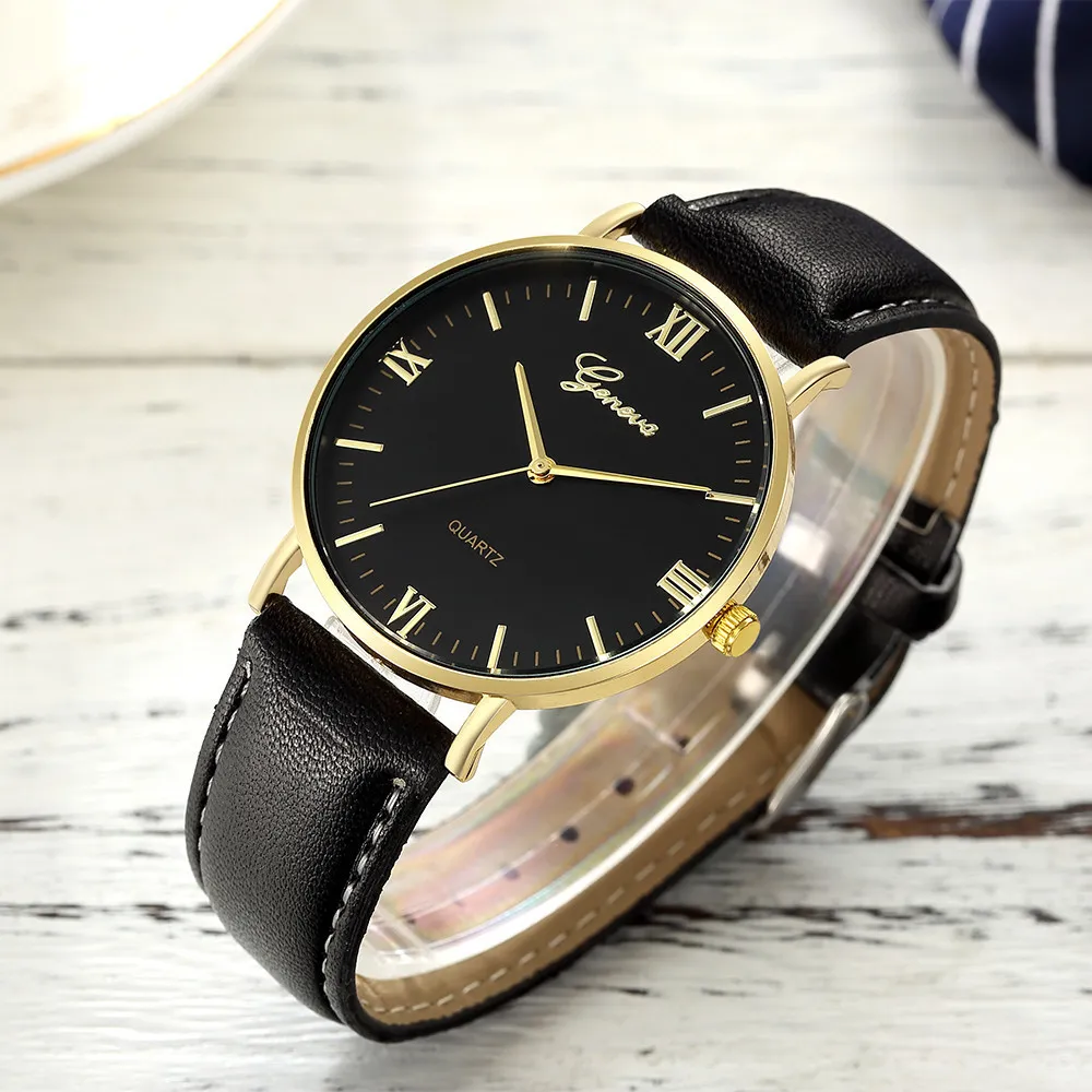 Reloj de pulsera analógico de cuarzo analógico de acero inoxidable para mujer Unisex de negocios de lujo clásico Geneva T19287b