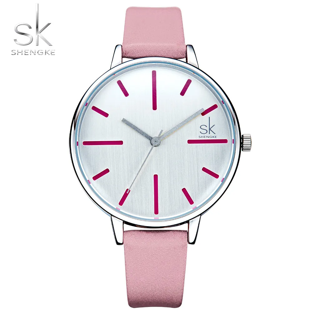 Shengke Роскошные кварцевые женские часы Брендовые модные кожаные женские часы Relogio Feminino для девочек Женские наручные часы268o