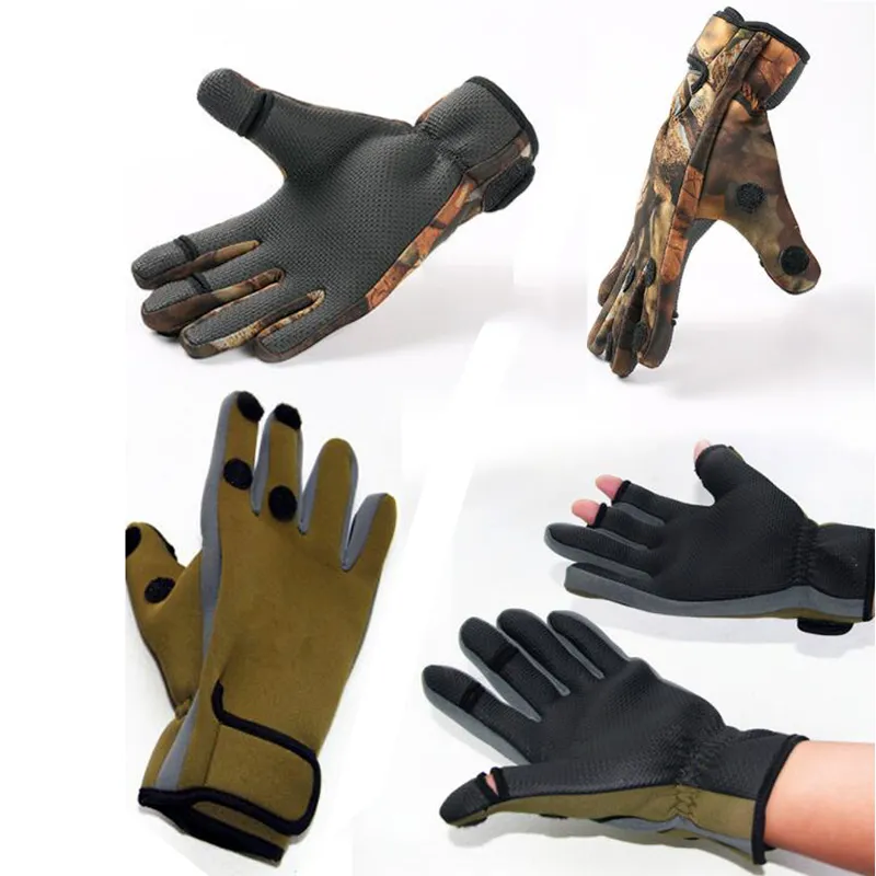 Камуфляжные рыболовные перчатки с тремя пальцами, нескользящие, водонепроницаемые, для кемпинга, пешего туризма, стрельбы, верховой езды, охоты Spor1853012