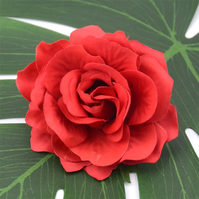 100 pièces têtes de fleurs en soie Rose rouge foncé artificielles pour la décoration de mariage bricolage couronne boîte-cadeau Scrapbooking artisanat fausses fleurs 1254B