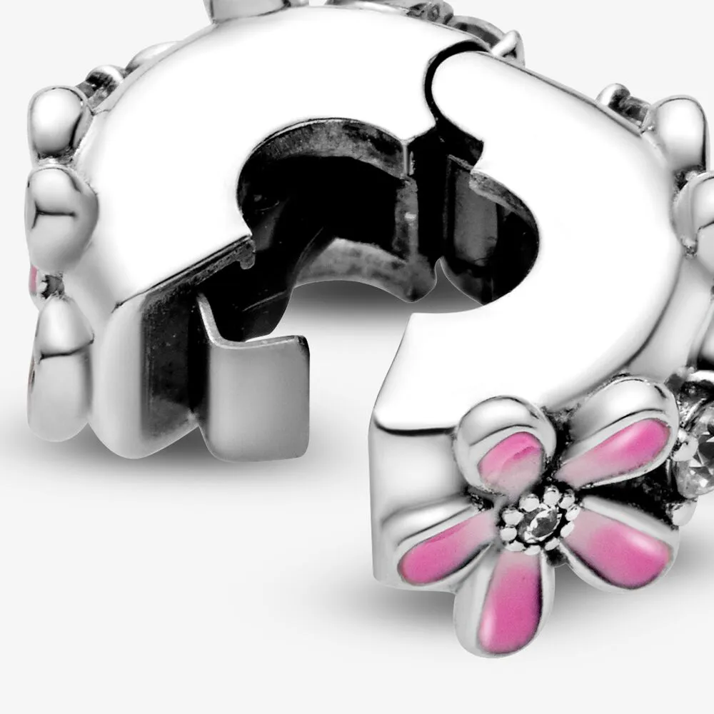 Nouveauté 100% 925 argent sterling rose marguerite fleur pince charme ajustement original européen bracelet à breloques bijoux de mode accessoires270V