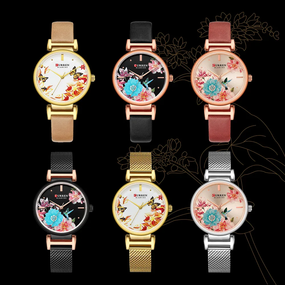 Новые часы CURREN, женские часы из нержавеющей стали, красивый цветочный дизайн, наручные часы для женщин, летние женские часы, кварцевые часы 309z