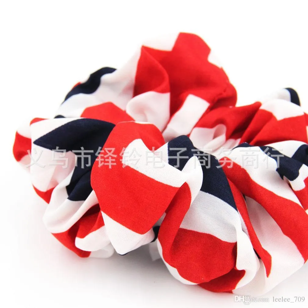 Women Girls Us Independence Day July 4th Chiffon Elastic Ring Hair Ties Accessories Ponytail Holder Hairbands Rubber Band Scrunchi7231202