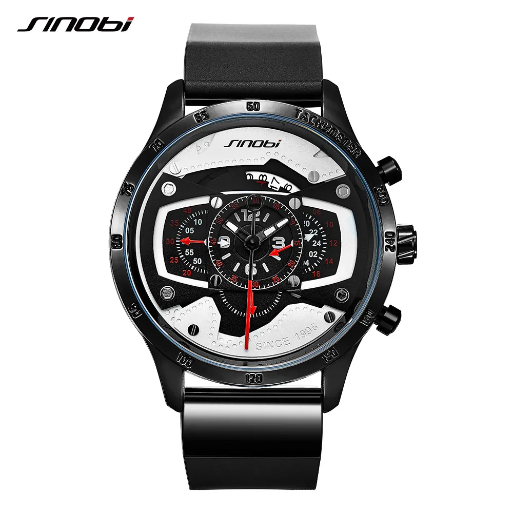 SINOBI Auto Snelheid Sport Heren Horloges Creatieve heren Horloge Punk Waterdicht Quartz horloge Militaire Reloj Hombre Racing Watc290l