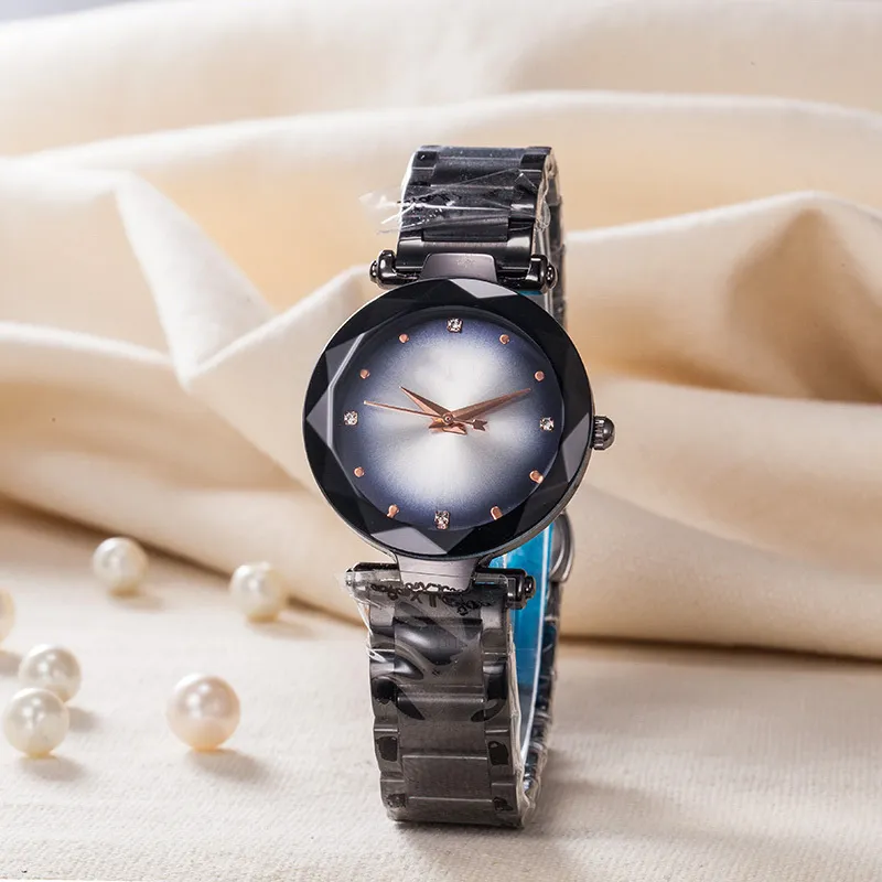 Orologio da polso al quarzo con cinturino in acciaio in metallo stile cristallo popolare moda donna ragazza Di04254W