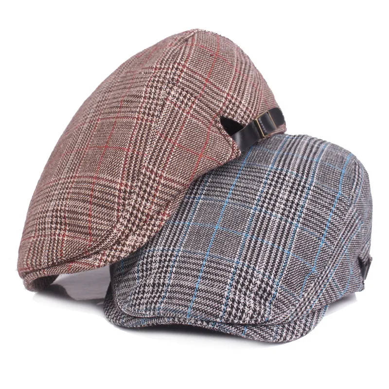 Alta qualità 100% cotone Newsboy Gatsby Cap Cabbie Driver Newsboy Ivy Cap Plaid Uomo Donna Giovane artistico Berets288U