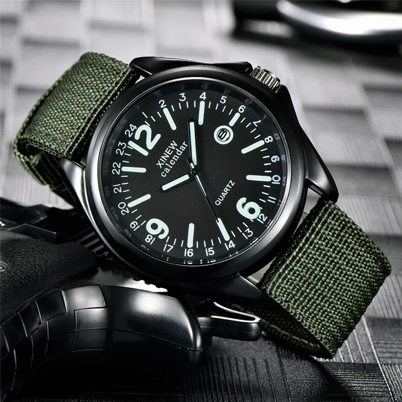 Orologi Glow in the Dark Top Brand Luxury Orologio militare da uomo Orologio al quarzo militare Orologio da polso sportivo di lusso con quadrante nero # 352819