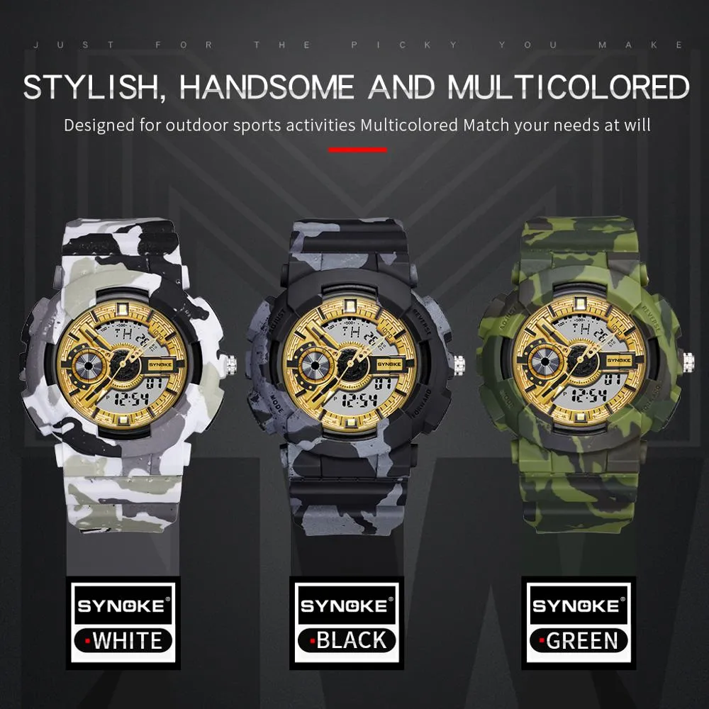 PANARS NOWY WOJSKIE CYFRYCZNY WATK Camuflage Outdoor Sports Podwójny wyświetlacz elektroniczne wodoodporne zegarki dla men303z
