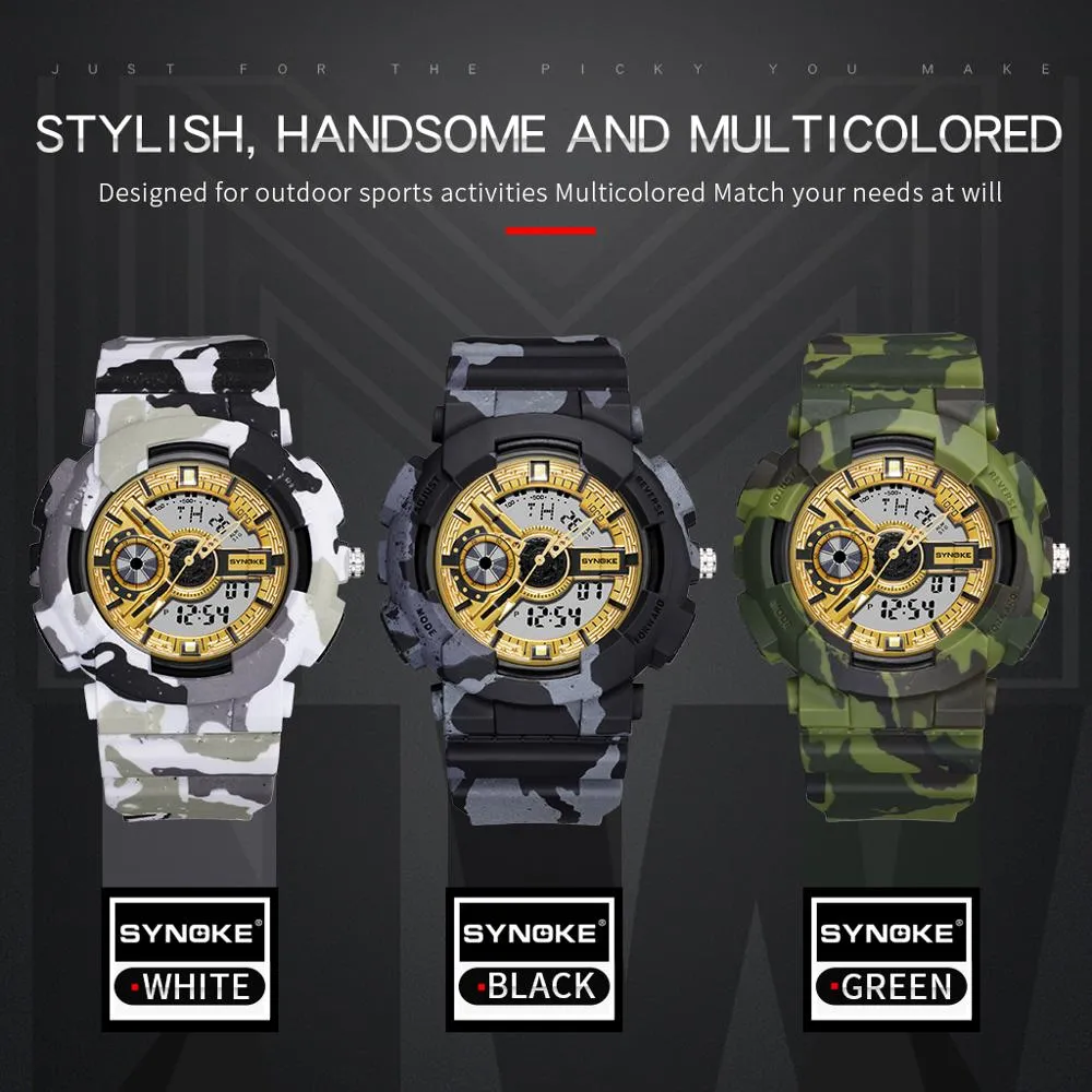 PANARS nuevo reloj Digital militar camuflaje deportes al aire libre doble pantalla electrónica medidor impermeable relojes para Men303z