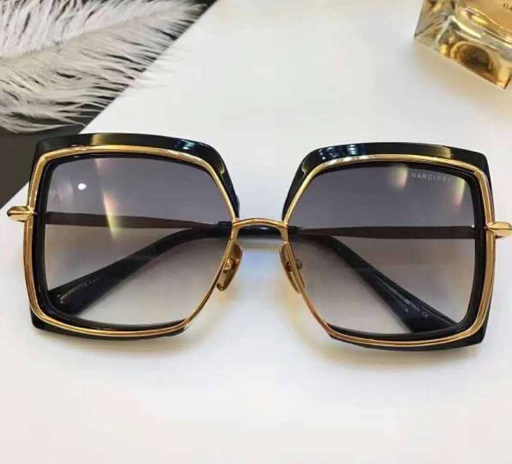 Luxary-Women Narcissus Cream Tortoise Rose Gold Dark Brown skuggade solglasögon Gafas de Sol Designer Solglasögon Vintage Glasses Ny 255y