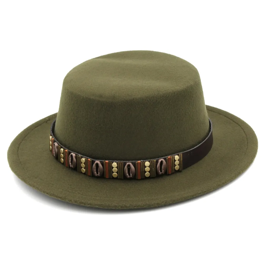 Kvinnor Män Pork Pie Hat Boater Flat Top Cap Sailor Bowler Derby Hat Ull Blendsize 56-58cm Vår Sommarfest Utomhus Beach Street