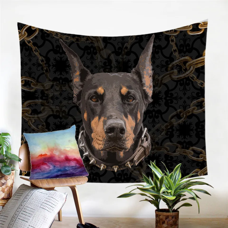 BeddingOutlet Rottweiler Tapestry 3D Animal Printed Wall Carpet for Living Room Fire Dog Wall Hanging Tapestries Decor 150x200cm T200601