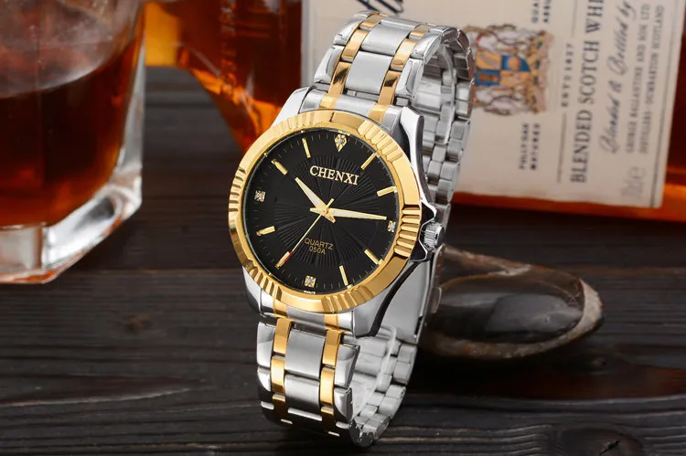 Chenxi relógio masculino marca de luxo moda negócios relógios quartzo aço completo à prova dwaterproof água relógio dourado relogio masculino2429