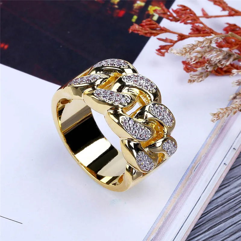 Bijoux pour hommes Anneaux Hip Hop Bling Iced Out CZ Royal Simulate Diamond Eternity Wedding Engagement Band Ring Men Love Accessories334E