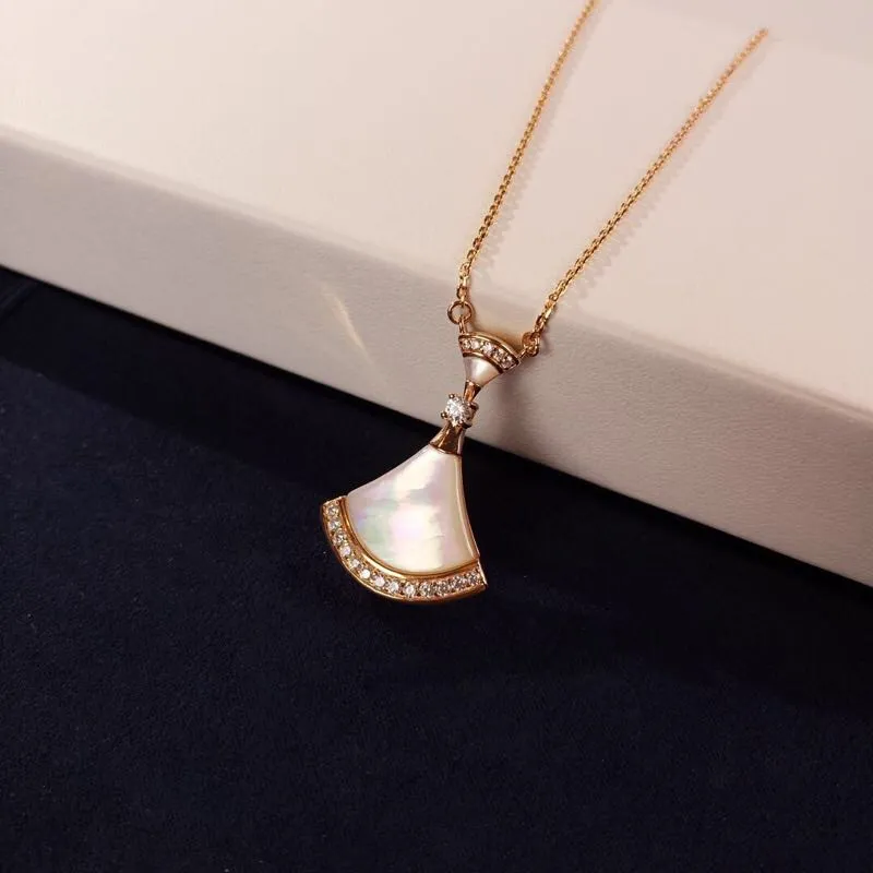 Whole-Diva's Dream s925 en argent Sterling en céramique ventilateur pendentif à breloque chaîne courte collier pour les femmes bijoux 301N
