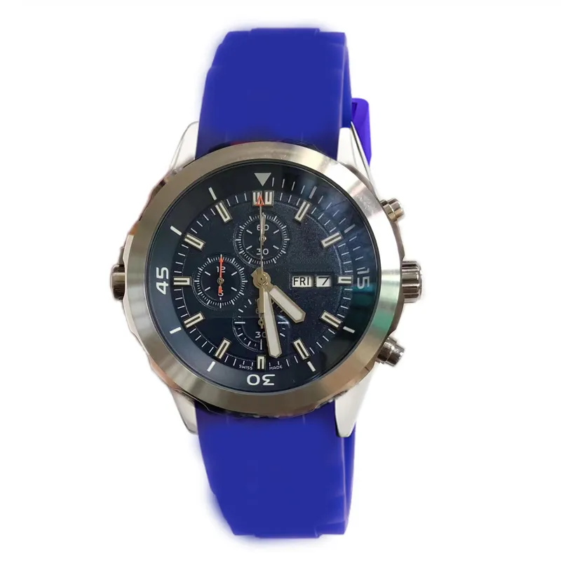 Дизайнерские мужские спортивные часы Япония Кварцевый механизм Хронограф черные Наручные часы с резиновым ремешком Мужские часы-пилот Известный бренд Wristwa251Q
