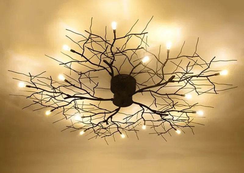 Branche moderne lustre Globe créatif métal noir brindille plafonnier bureau salon lumière G4 LED Dia100cm MYY2308