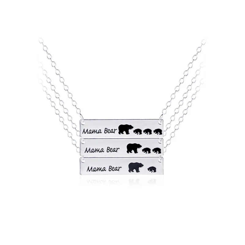 Hip Hop Chain Jóias Letra Pingente Colar Animal Jóias Mama Urso Necklace Presente De Dia De Mãe Presente De Chuveiro Para Mãe