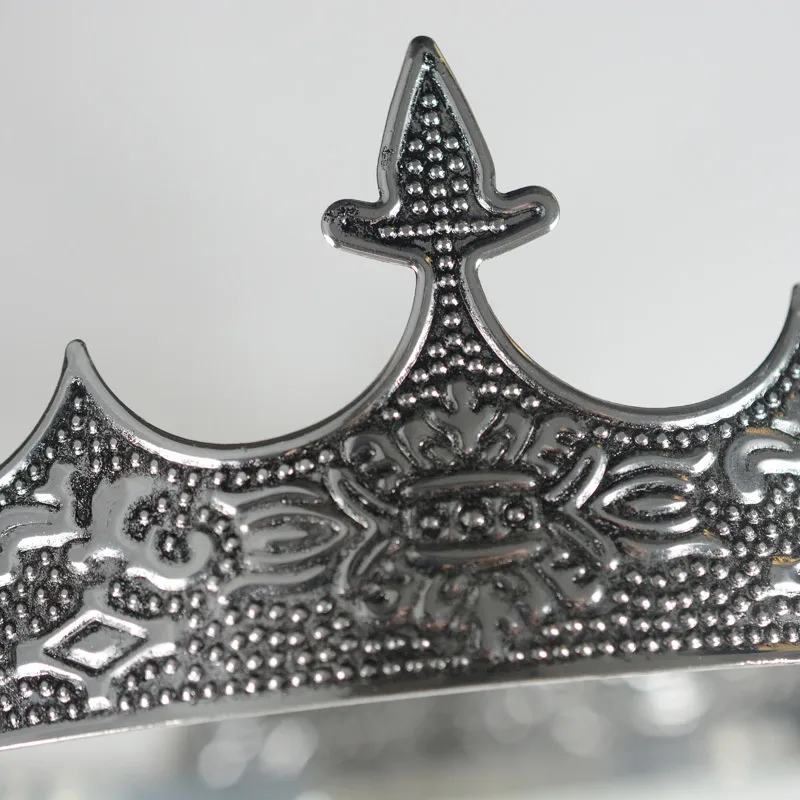 Eseres King Crown for Man Full Round 조절 가능한 고대은 티아라 웨딩 헤어 액세서리 D19011103211p