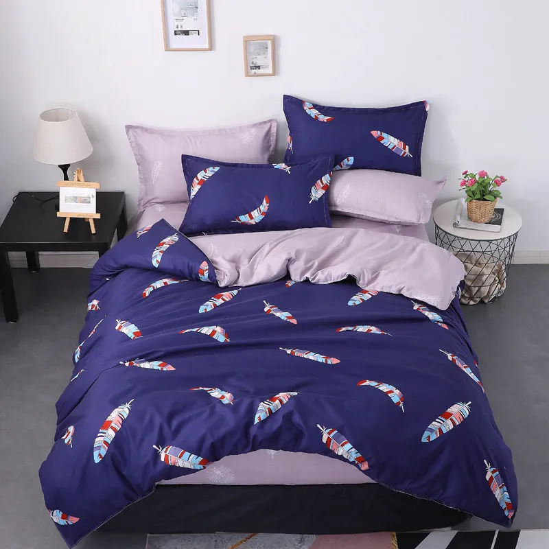 Geometriska vinterbäddar Set Flanell Fleece Home Däcke Cover Set 4sts Varma sängkläder Pastoral Caroset Star Bed Linen Set296s
