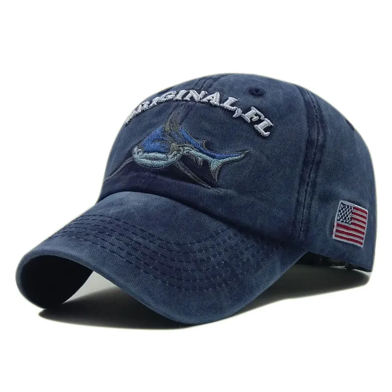 2019 Vintage lavé Denim casquette Snapback brodé requin casquettes de Baseball hommes en plein air casquette de pêche coton décontracté femme papa Hat255M