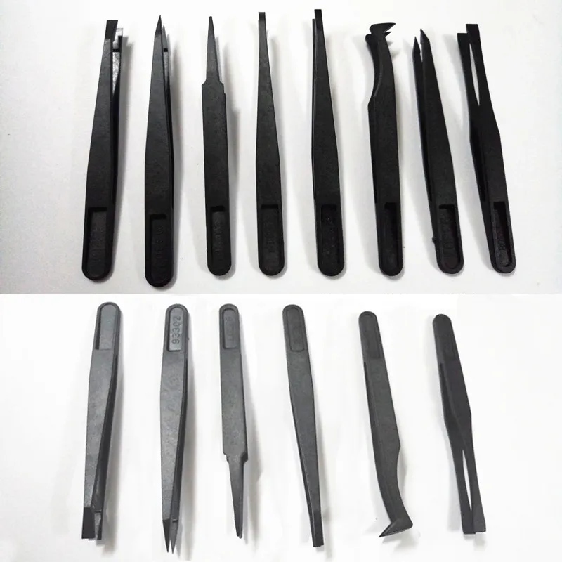 esd pinça antiestática definida qualidade alta elasticidade plástica pinça kit curvado linha reta multifuncional pinça ferramentas conjunto