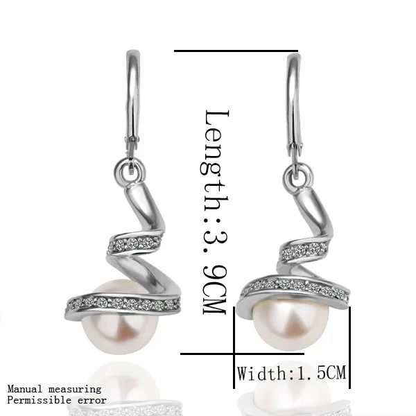 18K Roségold Platin -plattierte Quasten Frauen Pearl Dangle Drop Ohrringe echte österreichische Kristallmodeschmuck für Frauen220a