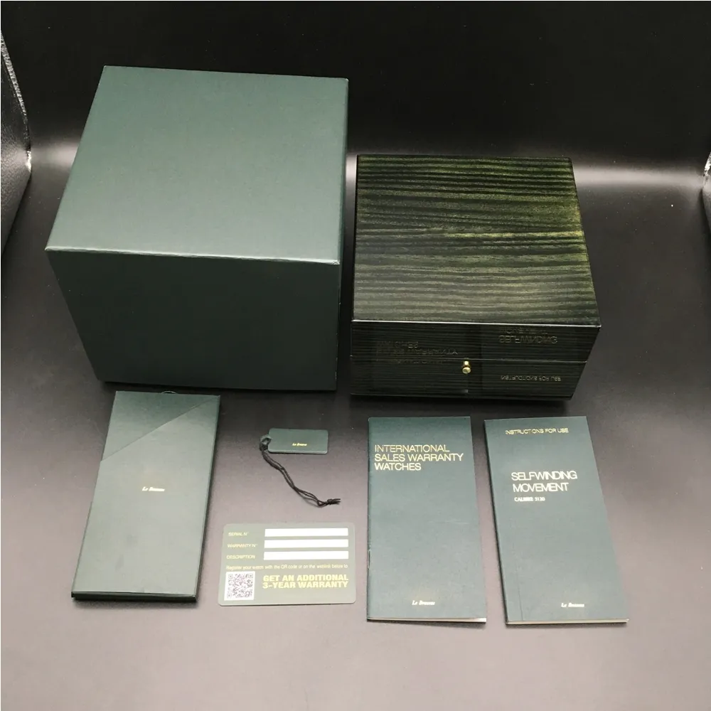 Benutzerdefiniertes Kartenmodell drucken Seriennummer Korrekte Papiere Original Green Woody Uhrenbox für AP-Boxen Broschüren Uhren198K