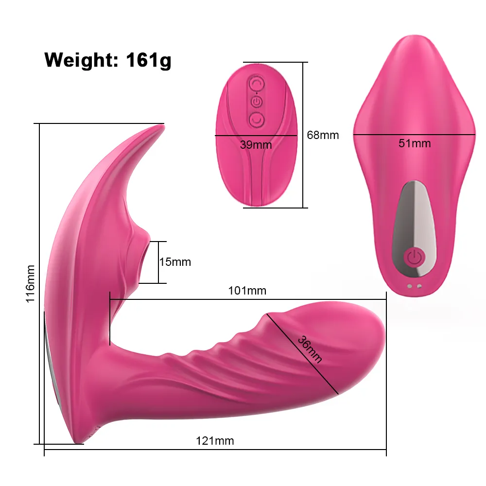 Tragbarer Höschen-Dildo-Vibrator, 10 m, kabellos, Fernbedienung, Nippelsaugen V282D