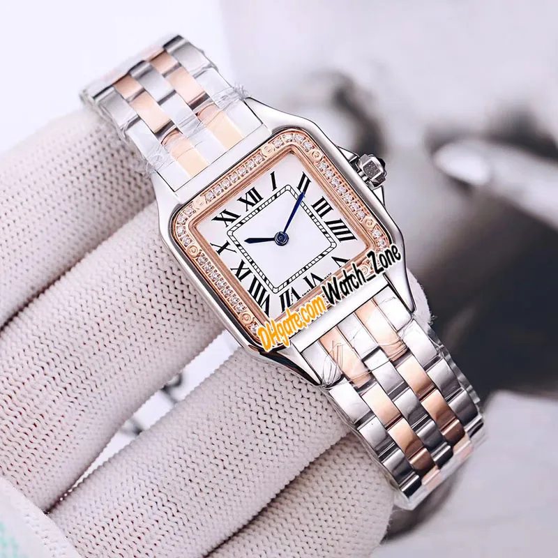 Novo pequeno pantera de suíço quartzo relógio feminino wspn0006 mostrador branco pulseira de aço inoxidável moda feminina relógios 22mm watchzone2595
