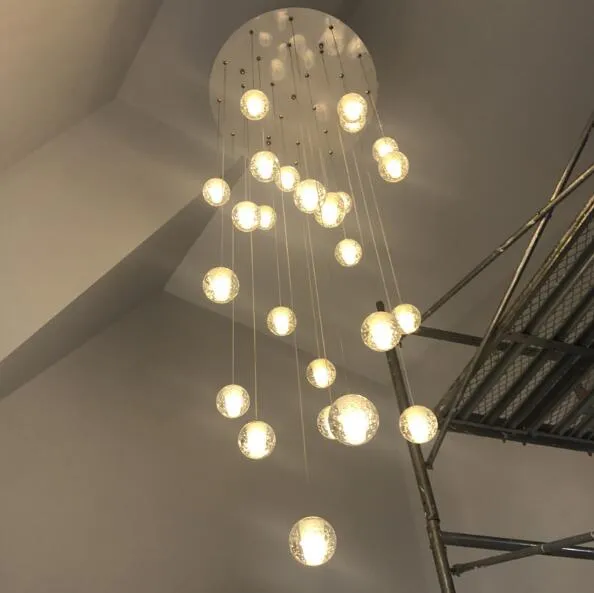 Lange trappenhuiskroonluchter Woonkamer Hal trappenhuiskroonluchter Verlichting K9 Crystal Drop Hanglamp kroonluchter met hoog plafond AC11337o