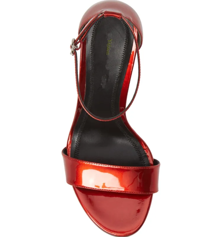 Rontic femmes sandales brillantes Sexy minces talons hauts sandales belle bout ouvert magnifique noir vin rouge chaussures habillées dames taille américaine 4-10.5