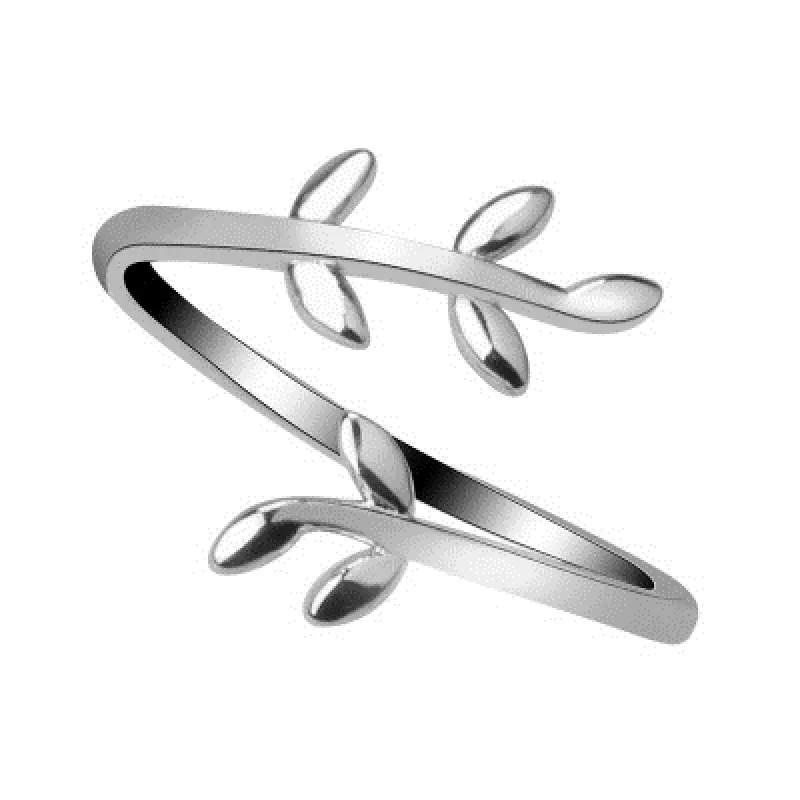 Olive Tree Branch pozostawia otwarty pierścionek dla kobiet Dziewczyna Ślubne pierścionki uroki Pierścienie liściowe Regulowane kłykcie biżuteria na palec