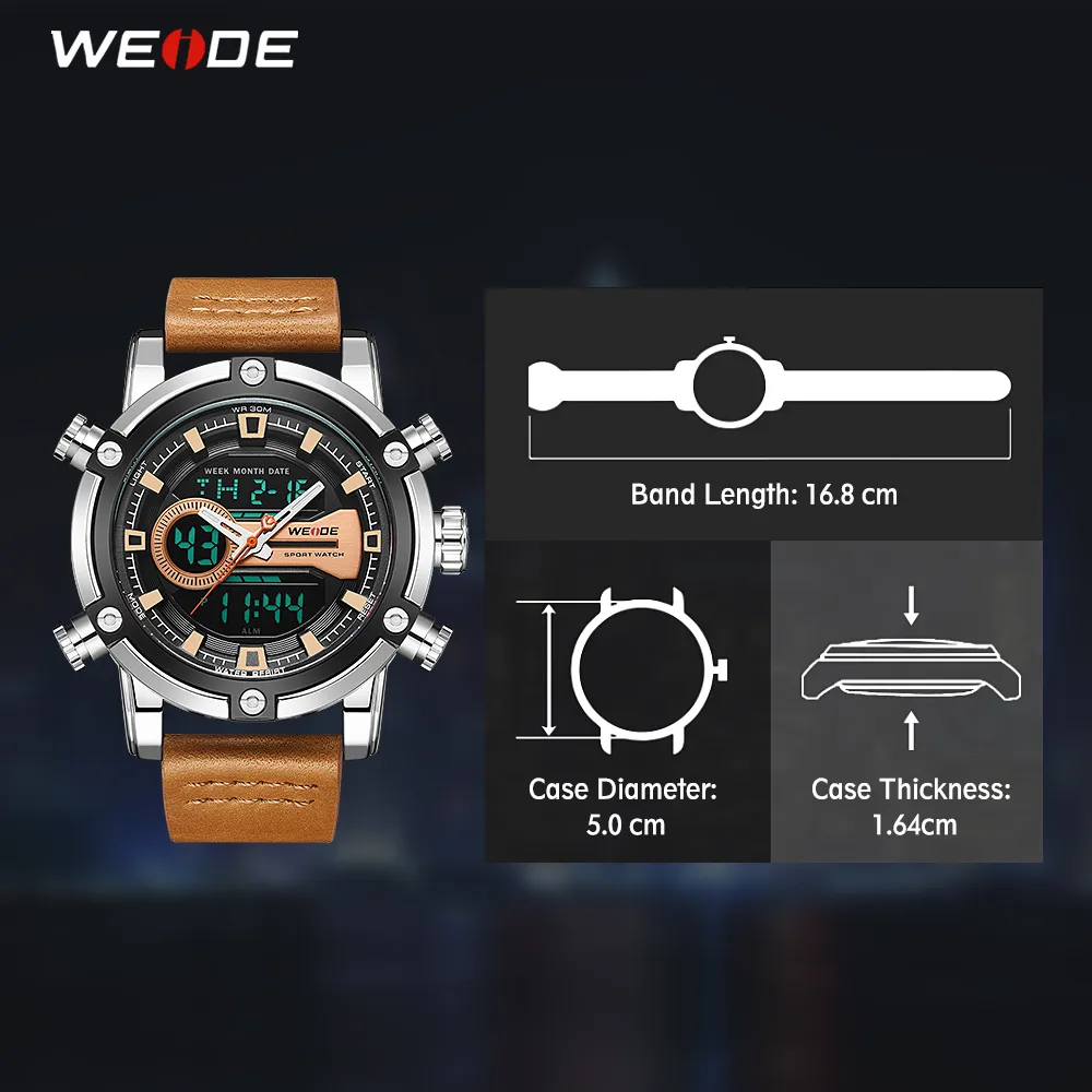WEIDE montre hommes nouveau luxe européen hommes sport affaires mouvement à Quartz analogique LCD calendrier numérique plusieurs fois hommes montre 287T
